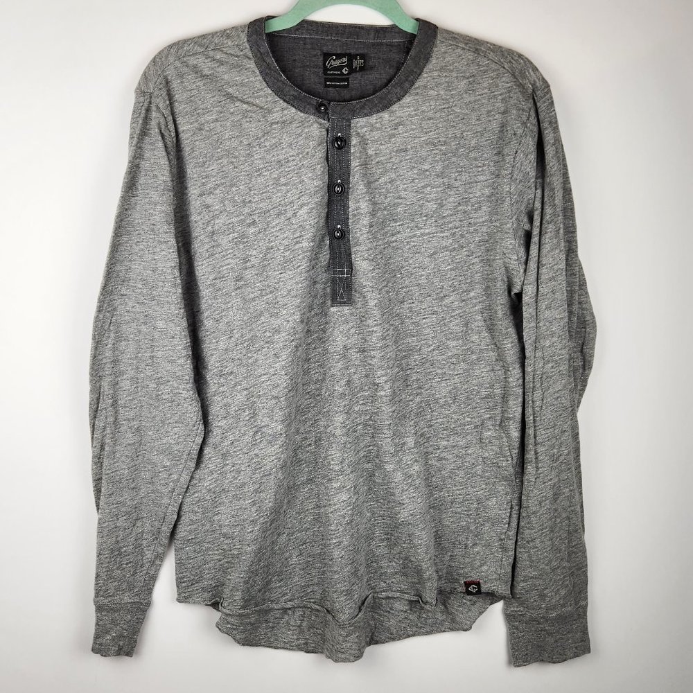 Grayers Heather Gray Cotton Long Sleeve Henley Shirt sz L